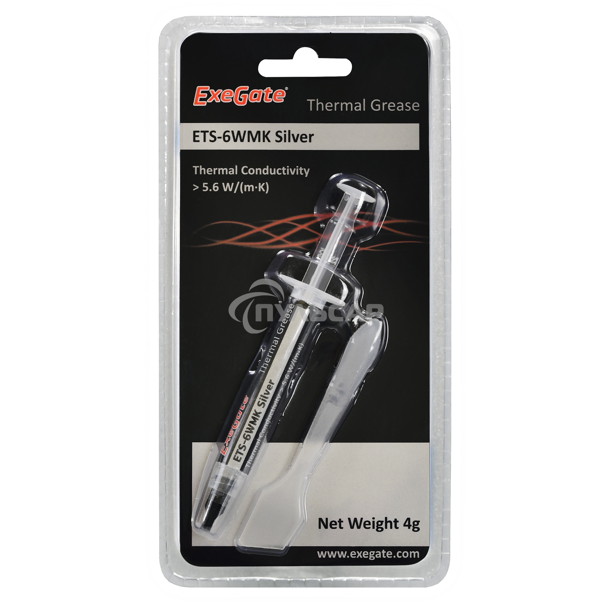 Термопаста ExeGate ETS-6WMK Silver, шприц с лопаткой, 4г
