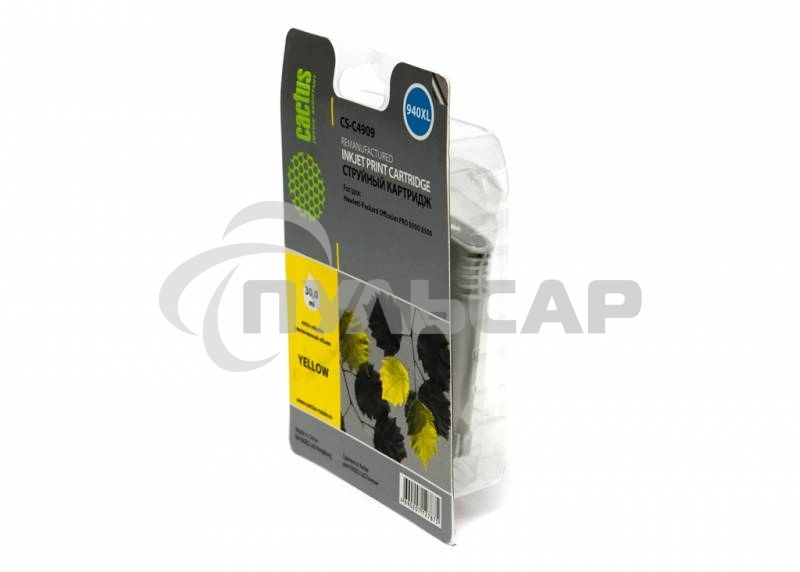 Картридж струйный Cactus CS-C4909 №940 желтый (30 мл) для HP OfficeJet PRO 8000/8500