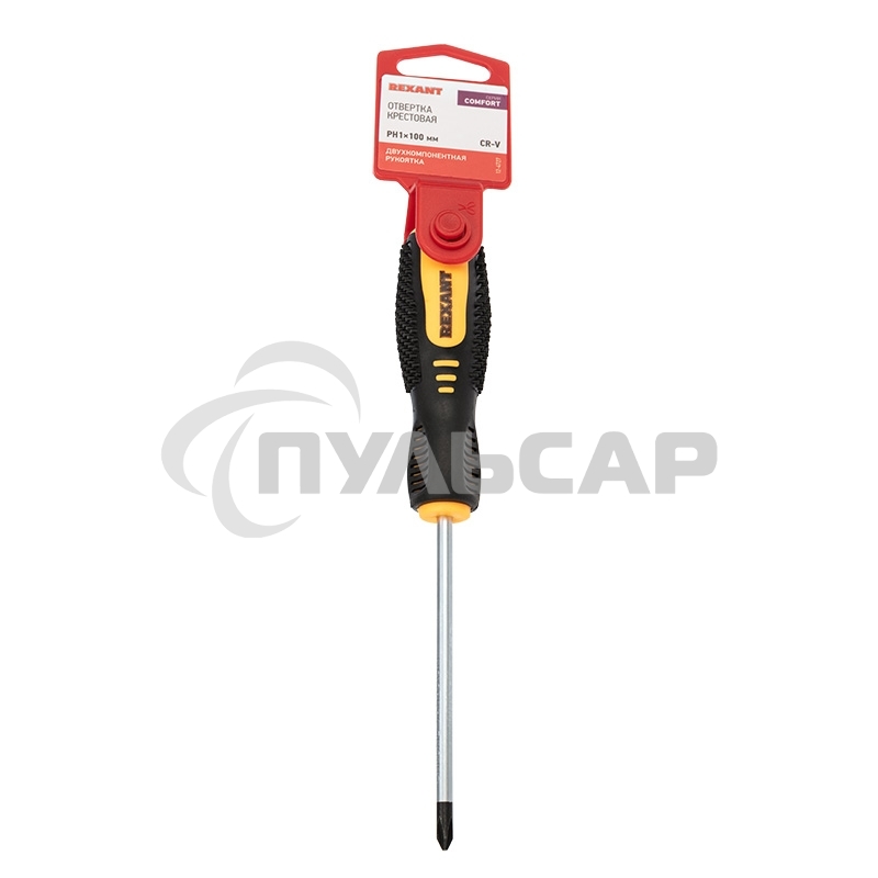Отвертка крестовая PH 1х100мм двухкомпонентная рукоятка Rexant 12-4727