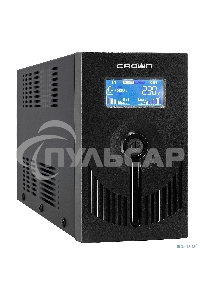 Источник бесперебойного питания CROWN Line Intractive CMU-SP650EURO LCD USB 650VA\390W, корпус металл, 1x12V/7AH, розетки 2*EURO+3*IEC, трансформатор AVR 140-290V, LCD-дисплей, съемный кабель 1.2 м, порт RJ11/45, порт USB, защита: от перегрузки, от КЗ, от
