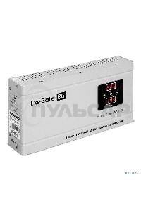 Стабилизатор напряжения ExeGate Master Turbo AVS-1000 (1000ВА, 100-265В, цифр. индикация вход/вых. напряжения, 220В±8%, КПД 98%, 5 уровней защиты, задержка, усиленный метал.корпус, евророзетка, RTL)