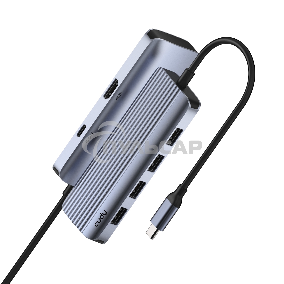 Концентратор USB-C Cudy UH500, 1 USB-C 3.0, 1x 4K@30Hz HDMI Port, 1x 100W USB-C port for PD Charging, 4x USB-A (UH500)