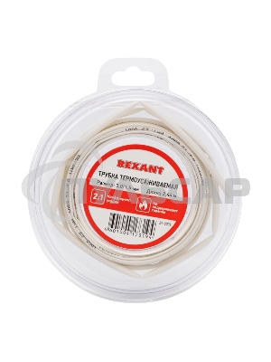 Трубка термоусаживаемая 3.0/1.5мм бел. ролик 2.44м Rexant 29-0001