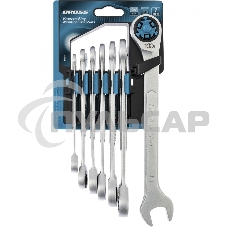 Набор ключей комбинированных GROSS трещоточных, СRV, 7 шт -8 19мм 14859