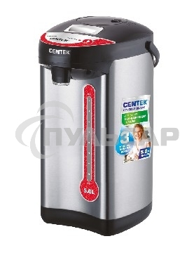 Термопот Centek CT-0082 черный, 5л, 750Вт, 3 способа подачи воды, корпус из нержавеющей стали