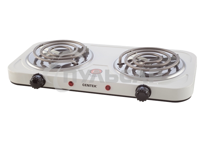 Электрическая плитка Centek CT-1509 (белая) 2конфорки ТЭН 140мм, 2000Вт, индикатор работы, усиленный корпус