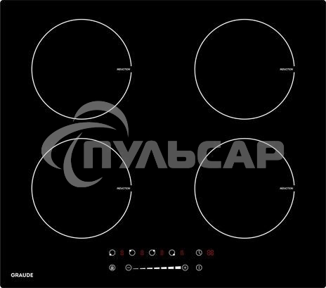 Индукционная варочная панель Graude IK 60.1 / Сенсорное управление, 9 ступеней нагрева, Функция таймера, Индикация остаточного тепла, Автоматическое отключение, Защита от детей, Исполнение: без рамки
