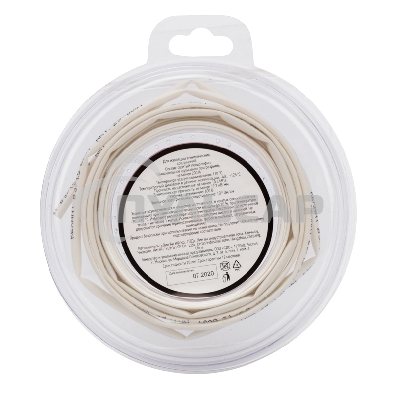 Трубка термоусаживаемая 3.0/1.5мм бел. ролик 2.44м Rexant 29-0001