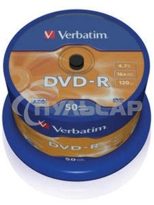 Диск DVD-R Verbatim 4.7Gb 16x Cake Box (50шт) (43548)