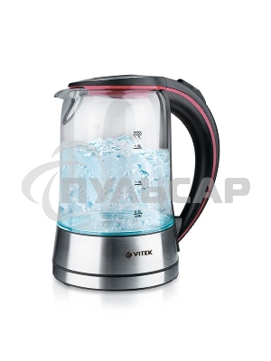 Чайник электрический Vitek VT-7009 1.7л. 2200Вт серебристый (корпус: стекло)