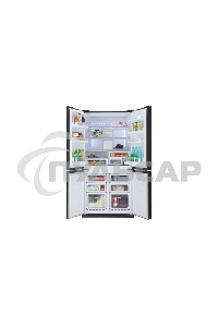 Холодильник Sharp SJ-FS97VBK черное стекло трехкамерный 393/207 л морозилка снизу