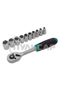 Набор головок STELS 14125 набор торцевых головок 1/4'' головки 4 - 13мм с трещот. ключом crv 11пр.