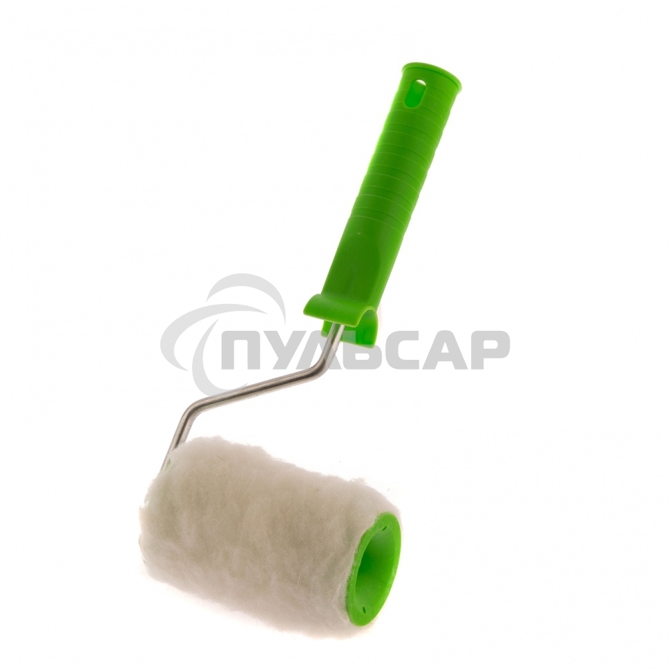 Валик с натуральным мехом, с ручкой, 100 мм, ворс 12 мм, D 48 мм, D ручки - 6 мм, Россия Сибртех