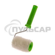 Валик с натуральным мехом, с ручкой, 100 мм, ворс 12 мм, D 48 мм, D ручки - 6 мм, Россия Сибртех
