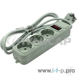 Сетевой фильтр ExeGate EX221177RUS SP-3-1.8G (3 розетки, 1.8м, евровилка, серый)