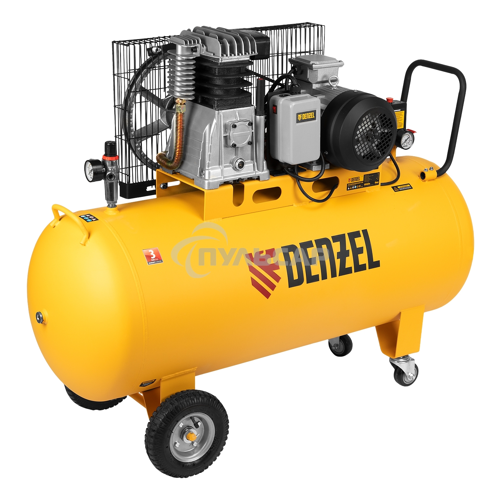 Компрессор воздушный рем. привод BCI3000-T/200, 3,0 кВт, 200 литров, 530 л/мин Denzel