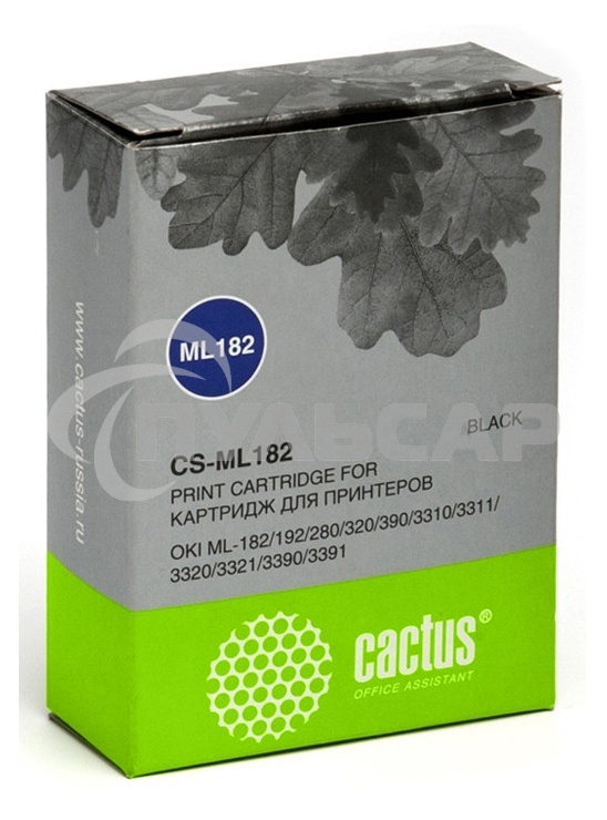 Картридж матричный Cactus CS-ML182 черный, 8мм, 1.6м, 2 400 000 знаков, для OKI ML-182/192/280/320/390