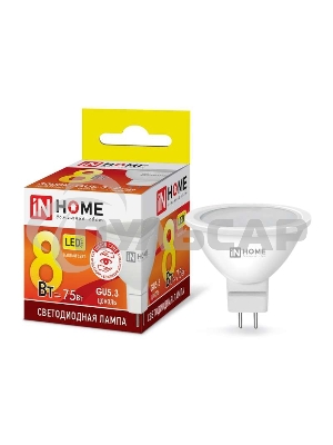 Лампа светодиодная LED-JCDR-VC 8Вт 230В GU5.3 3000К 720лм IN HOME 4690612020327