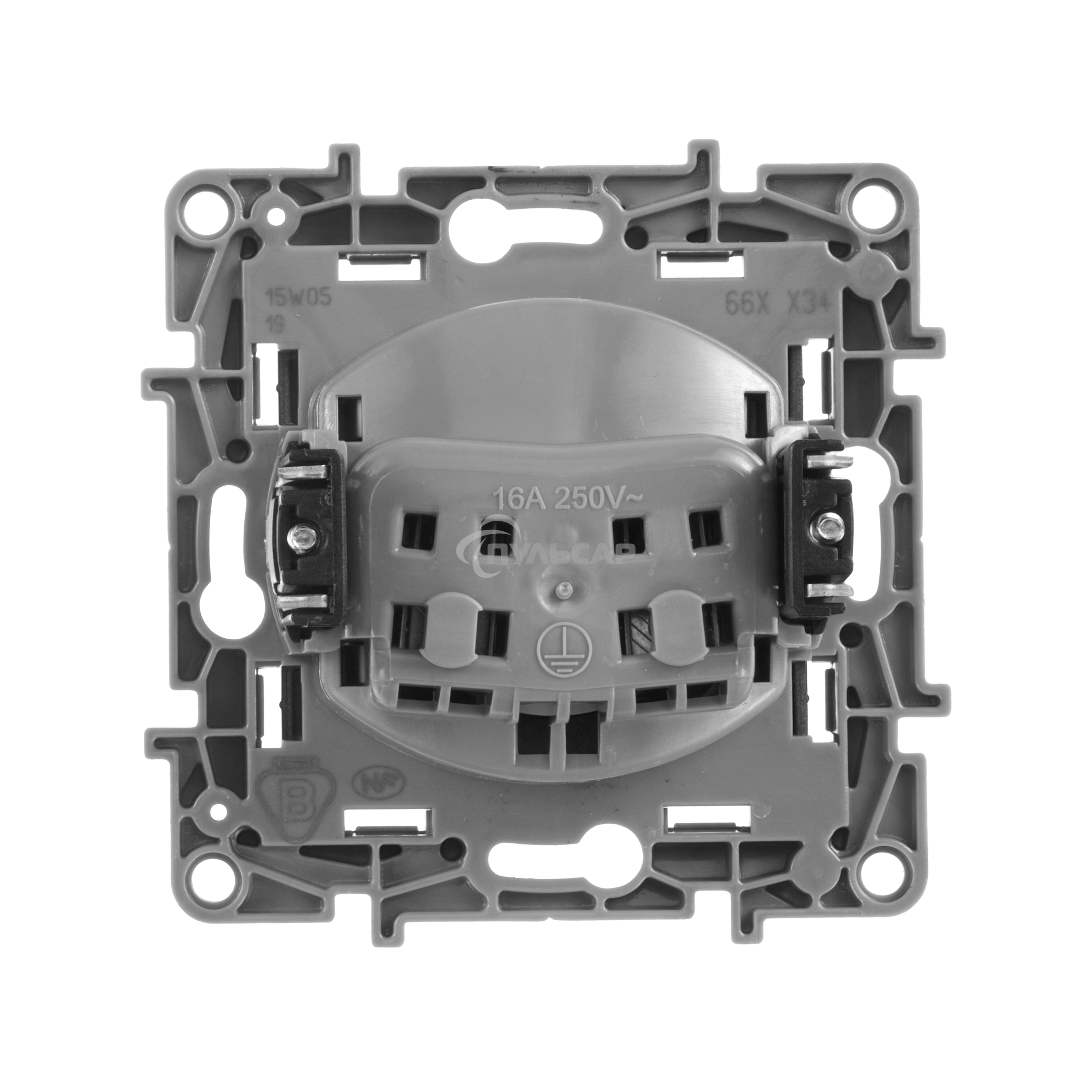 Розетка 2К на винтах, защ. шт., антрацит ETIKA