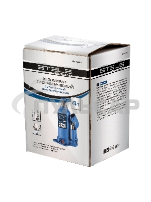 Домкрат гидравлический бутылочный телескопический, 4 т, подъем 170-420 мм Stels