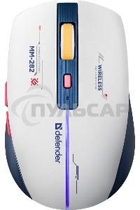 Мышь беспроводная Defender Dila MM-282 белый/синий, 1800 dpi, радиоканал, USB, кнопки - 6