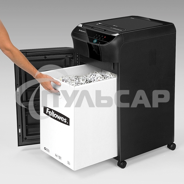 Шредер Fellowes AutoMax 350C (секр.P-4)/фрагменты/350лист./68лтр./скрепки/скобы/пл.карты/CD