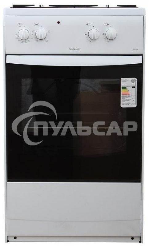 Плита комбинированная Darina S KM 521 300 W белый/черный, конфорок 2 шт, духовка 45 л, 50 см x 85 см x 45 см