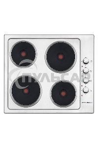 Электрическая варочная панель Maunfeld EEHS.64.4S/ • Тип: электрическая 60см• Тип установки: независимая • Управление: боковое, переключатели поворотные • Нагревательный элемент: конфорка электрическая, 4шт • Мощность конфорок, Вт.: 1500,1500, 1500, 1500 