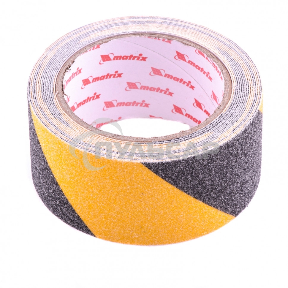 Лента клейкая Matrix противоскользящая, черно-желтая 50 мм х 5м
