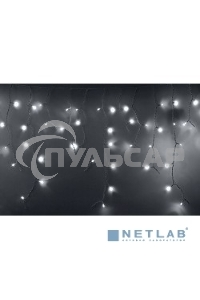 Гирлянда Neon-night Айсикл (бахрома) светодиодный, 2,4 х 0,6 м, белый провод, 230 В, диоды белые, 76 LED