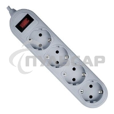 Сетевой фильтр Defender ES Lite, 1.8м, 4 розетки, серый