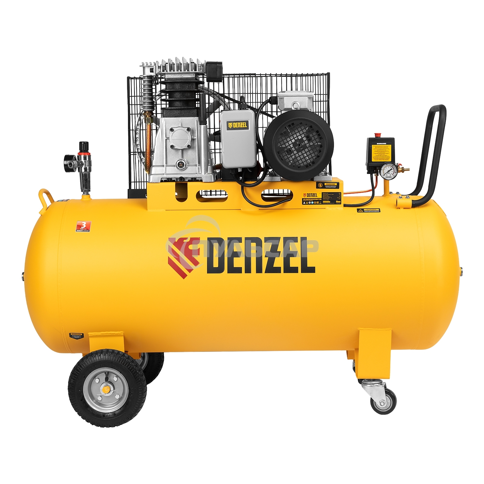 Компрессор воздушный рем. привод BCI3000-T/200, 3,0 кВт, 200 литров, 530 л/мин Denzel