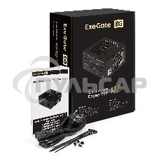 Блок питания 850W ExeGate 80 PLUS® GOLD 850VSP FС (ATX3.0, APFC, КПД 90% (80 PLUS Gold), 120мм fan, 24pin, 2x(4+4)pin, PCIE5.0/12VHPWR, 4xPCI-E, 6xSATA, 3xIDE, 1xFDD, Full Cable Management, black, Color box)