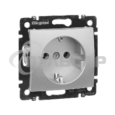 Розетка электрическая Legrand 770120 Valena с заземлением (алюминий) Розетка электрическая Legrand 770120 Valena с заземлением (алюминий)