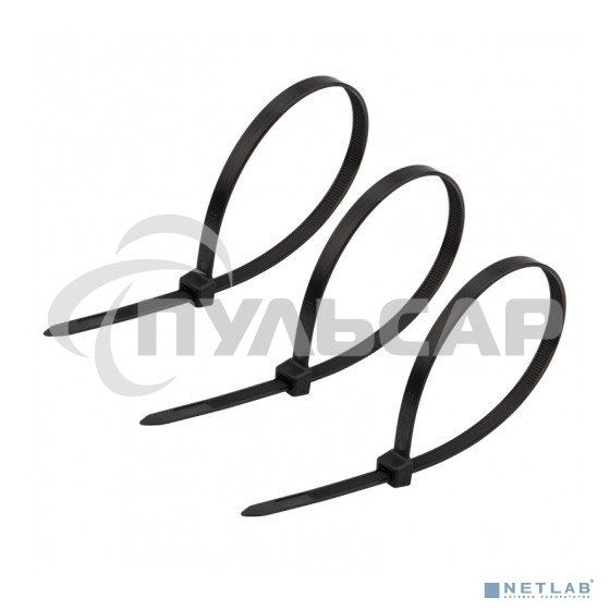 Хомут-стяжка кабельная нейлоновая Rexant 300 x7,6 мм, черная, упаковка 100 шт.