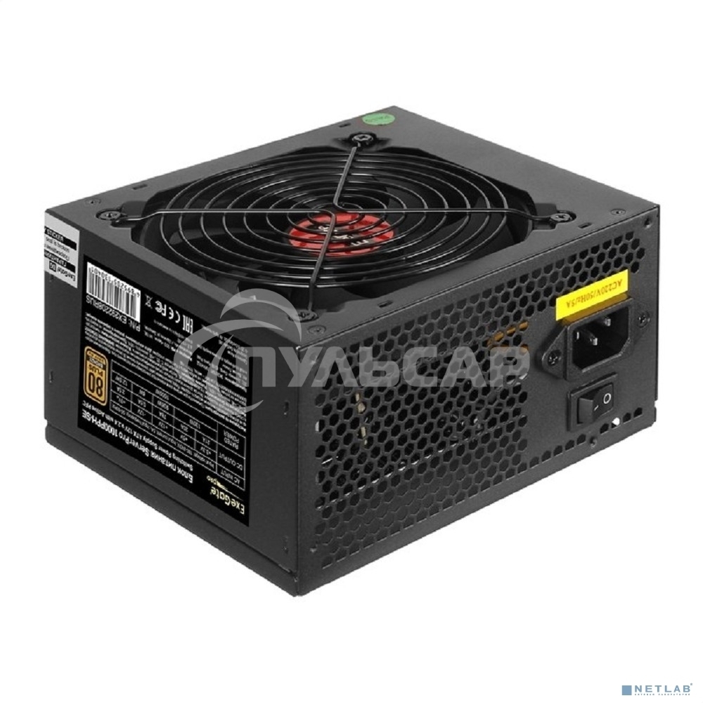Блок питания серверный 1000W ExeGate EX292208RUS ServerPRO 80 PLUS Bronze, 1000PPH-SE (ATX, for 3U+ cases, APFC, КПД 89% (80 PLUS Bronze), 12cm fan, 24pin, 2x(4+4)p, 6xPCI-E, 8xSATA, 4xIDE, box, black)