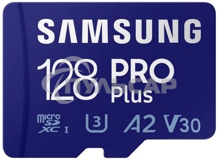 Флеш карта microSDXC 128GB Samsung PRO Plus Class 10, A2, V30, UHS-I (U3), W 130 МБ/с, R 180 МБ/с, <MB-MD128SA/KR> адаптер на SD
