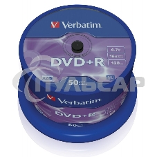 Диск DVD+R Verbatim 4.7Gb 16x Cake Box (50шт) (43550)