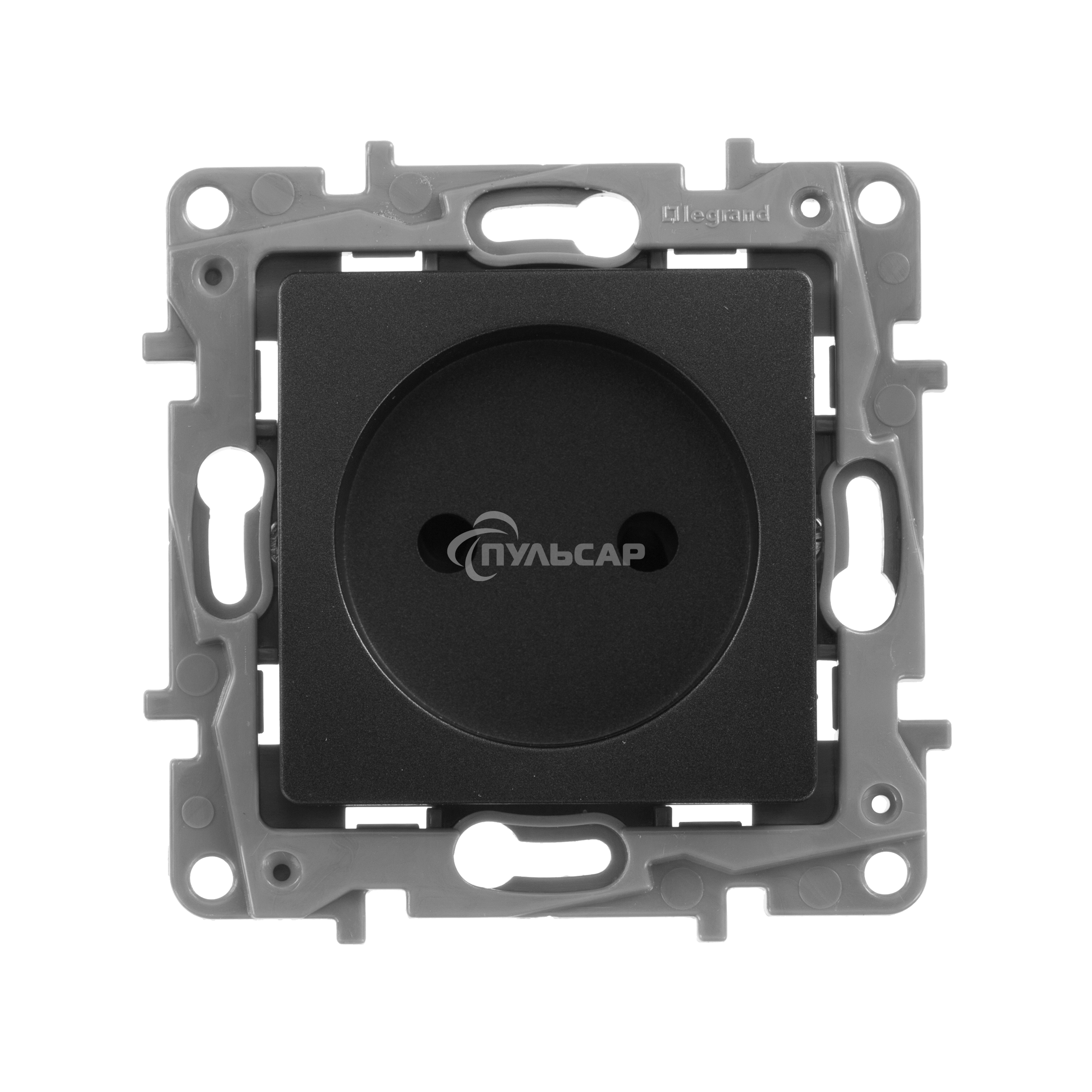 Розетка 2К на винтах, защ. шт., антрацит ETIKA