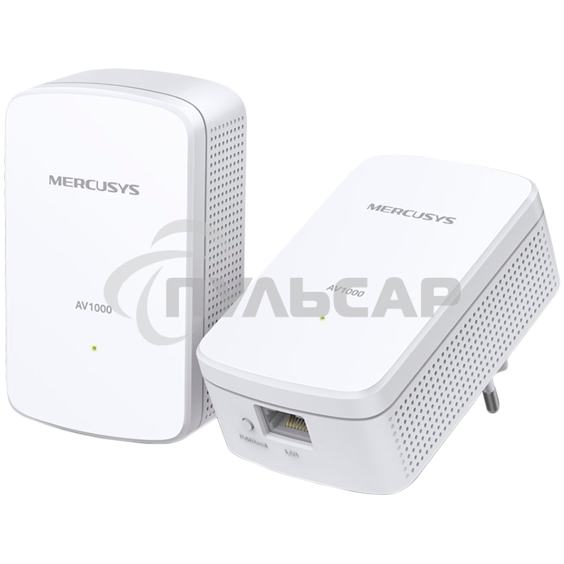 Комплект гигабитных адаптеров Mercusys AV1000 Gigabit Powerline Kit, HomePlug AV2 standard, 1 Gigabit port, 300m over electrical circuits, plug and play.