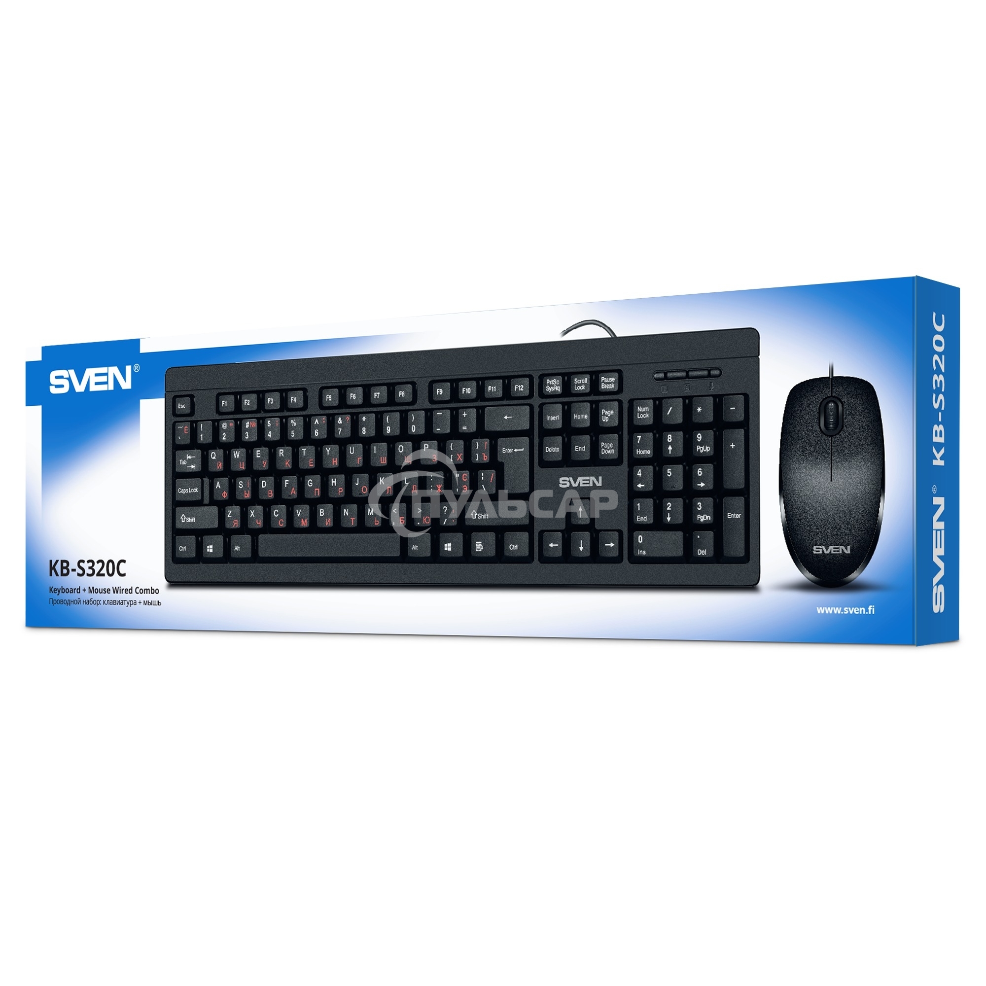 Комплект клавиатура + мышь SVEN KB-S320C клавиатура и мышь черные (USB, 105 кл, 4 кнопки, 1000 dpi)