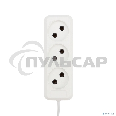 Удлинитель Rexant 3 гнезда, 10 м, 2х0.75 мм², б/з, белый (Сделано в России)