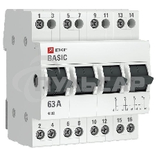Переключатель трехпозиционный 4п 63А Basic EKF tps-4-63