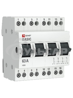 Переключатель трехпозиционный 4п 63А Basic EKF tps-4-63