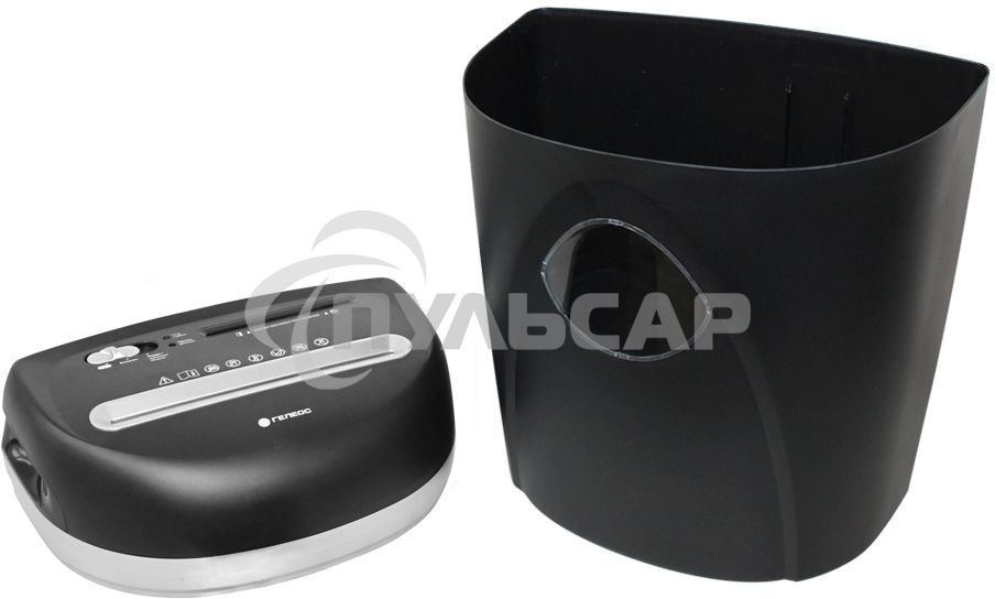 Шредер ГЕЛЕОС Уничтожитель документов УП23-4 DIN P-4 (4 ур-нь секр.), фрагмент 3,9х35мм, 14-16 лист (70г/м2), CD/пл.карты/скрепки/скобы, 23 л.