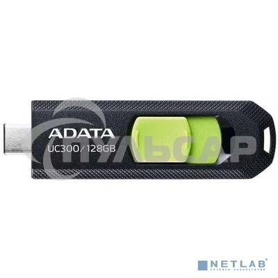 Флешка USB ADATA UC300 (ACHO-UC300-128G-RBK/GN), 128 Gb, Type-C USB 3.2, R/W 100/30, черный/зеленый