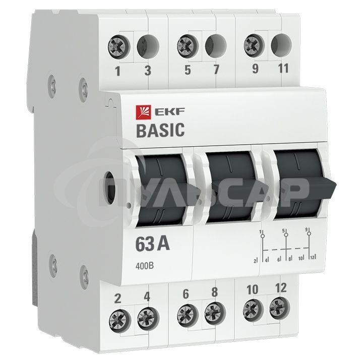 Переключатель трехпозиционный 3п 63А Basic EKF tps-3-63