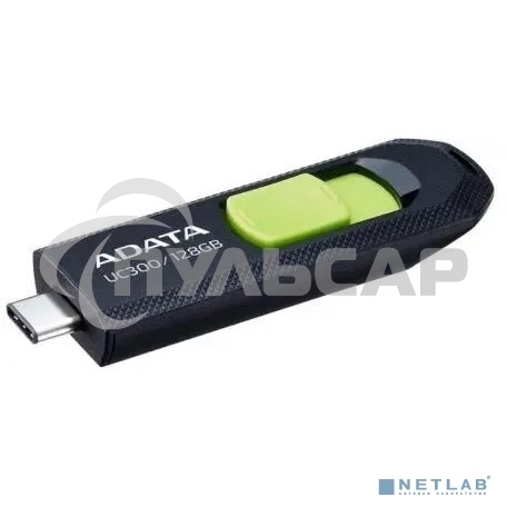 Флешка USB ADATA UC300 (ACHO-UC300-128G-RBK/GN), 128 Gb, Type-C USB 3.2, R/W 100/30, черный/зеленый