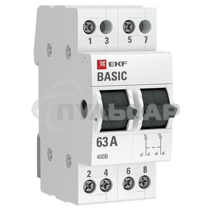 Переключатель трехпозиционный 2п 63А Basic EKF tps-2-63