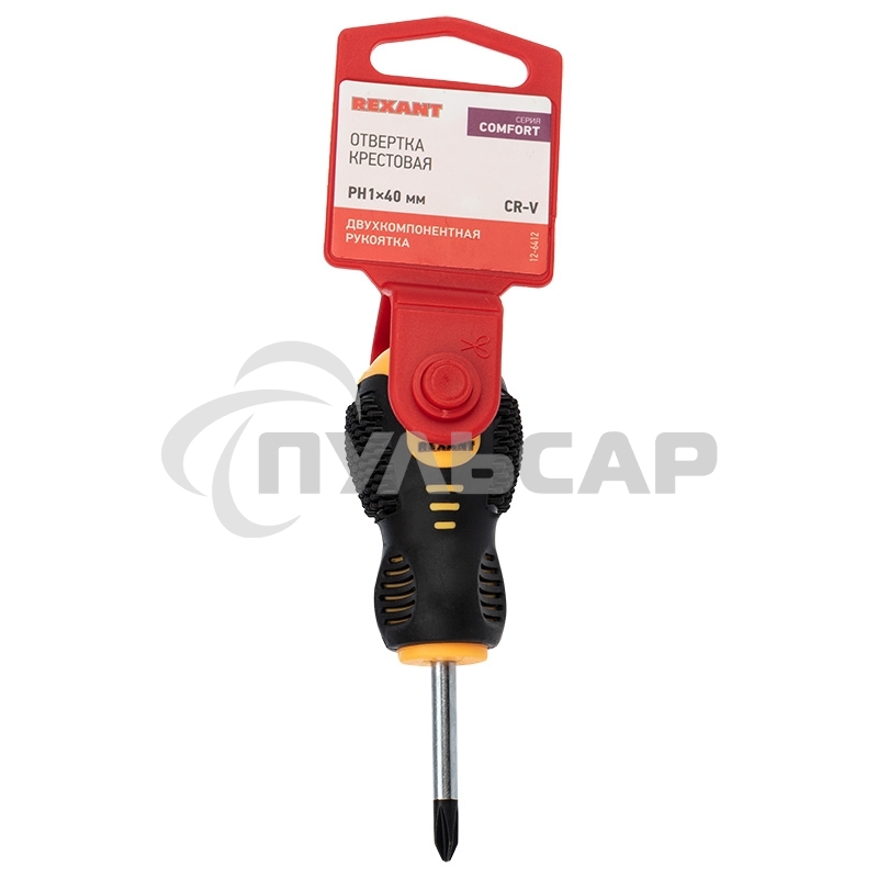 Отвертка крестовая PH 1х40 мм, двухкомпонентная рукоятка Rexant